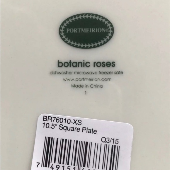 Portmeirion Botanic Roses PORTMEIRION Square Plate - Picture 3 of 3